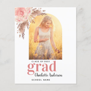 Pampas herbe blush graduation carte faire-part