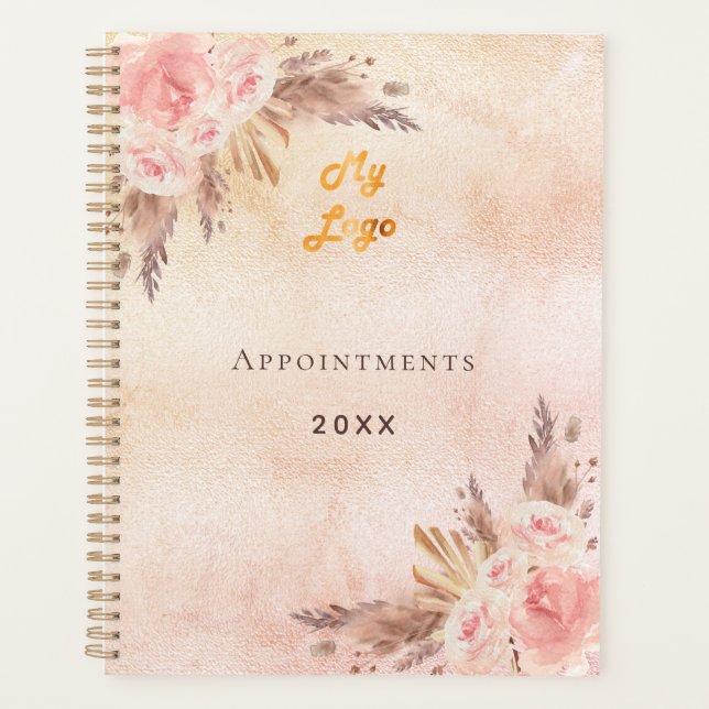 Pampas herbe rose or fleurs affaires QR code (Devant)