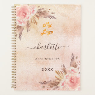 Pampas herbe rose or logo entreprise QR