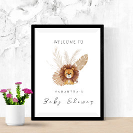 Pampas Lion Babydusche Einladung Begrüßungszeichen Poster