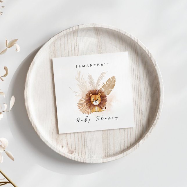 Pampas Lion Babydusche Einladung Begrüßungszeichen Serviette (Von Creator hochgeladen)