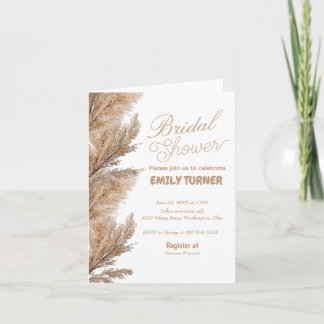 Pampas-minimalistisches Brautparty Einladung