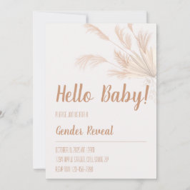 Pampas Neutral Tone Boho Gender Reveal Einladung