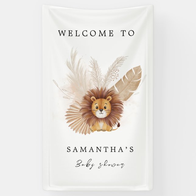 Pampas niedlich Lion Babydusche Banner (Vertikal)