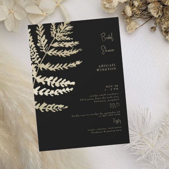 Pampas Noir & Beige Bronzée Invitation (Créateur téléchargé)