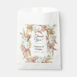 Pampas Palm Foliage Weiße Blüte Rustikale Boho Geschenktütchen