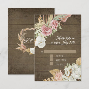 Pampas Palm Rose Wreath Rustic Foliage UAWG RSVP Karte