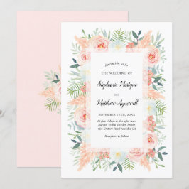 Pampas Pink Floral Watercolor Hochzeit Einladung
