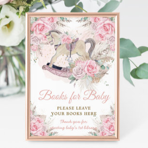 Pampas Pink Florales Schaukelpferd Bücher für Baby Fotodruck