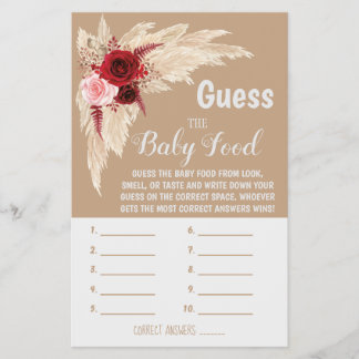 Pampas raten Sie der Baby Food Baby Duschkarte Flyer