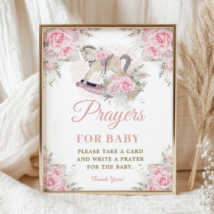 Pampas Rosa Blumen Schaukelpferd Gebet für Baby Poster