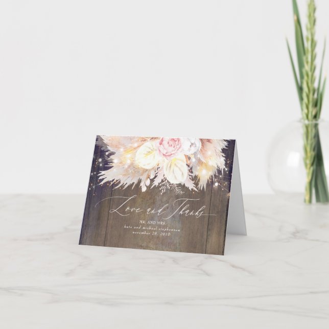 Pampas Rose Floral Mariage Merci (Devant)