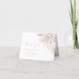 Pampas rose Grass Girl Baby shower Carte de remerc