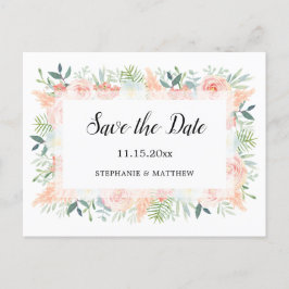 Pampas Rose Grüne Hochzeit speichern das Datum Ankündigungspostkarte