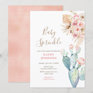 Pampas rustique Bébé saupoudrer Invitation