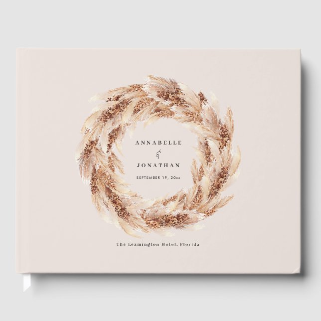 Pampas rustique moderne herbe mariage Livre d'or (Recto)