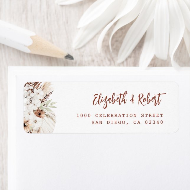 pampas terre cuite étiquette de adresse personnali (En situation)