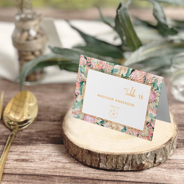 Pampas Vegetarian Meal Choice Guest Name Card Tischnummer (Von Creator hochgeladen)