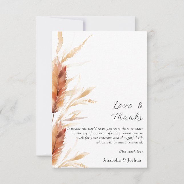 Pampas Vielen Dank für Ihre Hochzeitkarte Dankeskarte (Vorderseite)