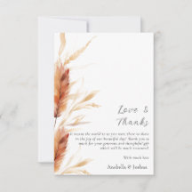 Pampas Vielen Dank für Ihre Hochzeitkarte