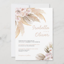 Pampas Wedding Einladung boho beige