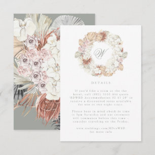 Pampas Wreath Moss Sage Green Monogram Elegant RSVP Karte