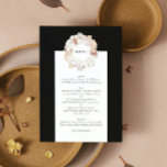 Pampas Wreath Onyx Black Premium Elegantes Monogra Menükarte<br><div class="desc">Pampas Wreath Onyx Black Premium Monogram Wedding Menu</div>