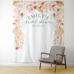 Pampasgras Boho Floral Brautparty Hintergrund Wandteppich