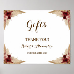 Pampasgras-Geschenke Brautparty Hochzeitsposter Poster