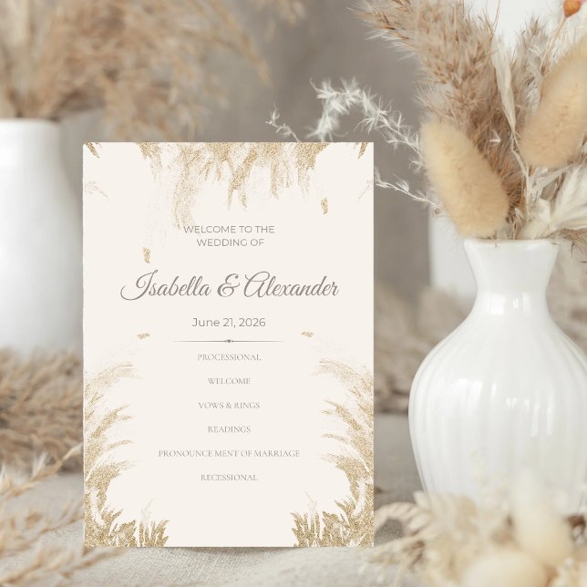 Pampasgras Hochzeitsprogramm Einladung (Pampas Grass Wedding Program)