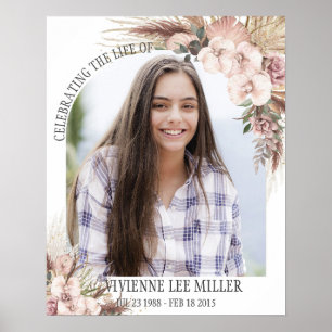 Pampasgras-Orchideen-Blumenfoto-Funeral-Gedenkstät Poster