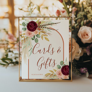 Pampasgras Rustikale Boho-Terrakotta-Karte und Ges Poster