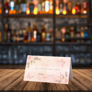 Pampasgras-Schmetterlinge mit Baby-Dusche Rosa Platzkarte