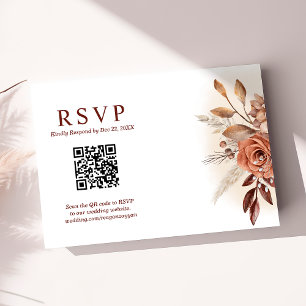Pampasgras Terra QR Code Florale Hochzeits RSVP Karte