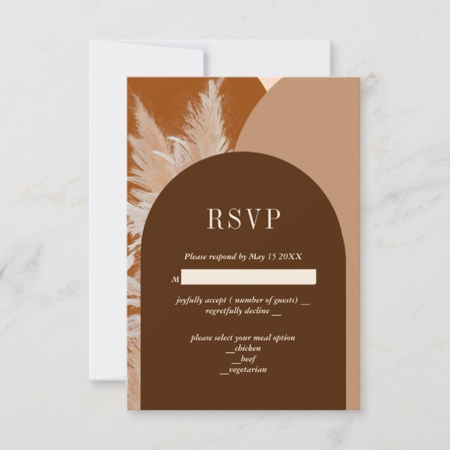 Pampass foncé et Arches Mariage Carte RSVP (Devant)