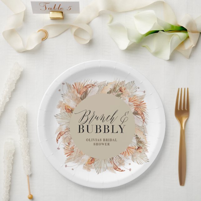 Pampelgras aus Brunch und Brautparty Pappteller (Hochzeit)
