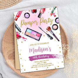 Pamper rose blanc Invitations d'anniversaire