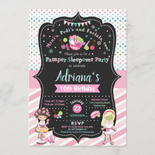 Pamper Sleepover Party Anniversaire Invitations Fi