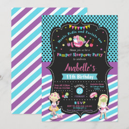 Pamper Sleepover Wellness-Center Party Geburtstag Einladung