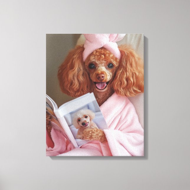 Pampered Poodle Reading Day Leinwanddruck (Vorderseite)