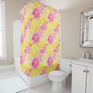 Pamplemousse rose et rideau de douche citron