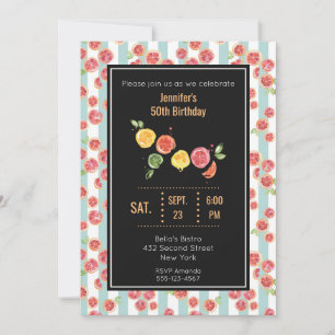 Pamplemousse rose sur Green Stripes Invitation