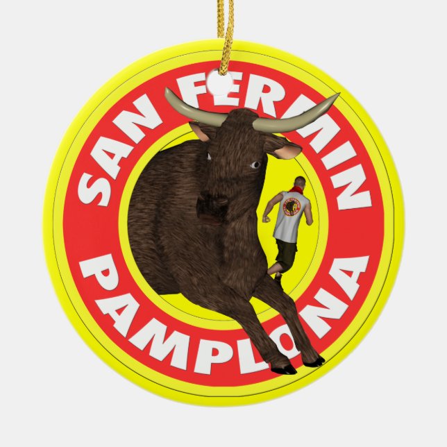 Pamplona - San Fermin Fügen Sie Ihr Bild zurück Keramik Ornament (Vorne)