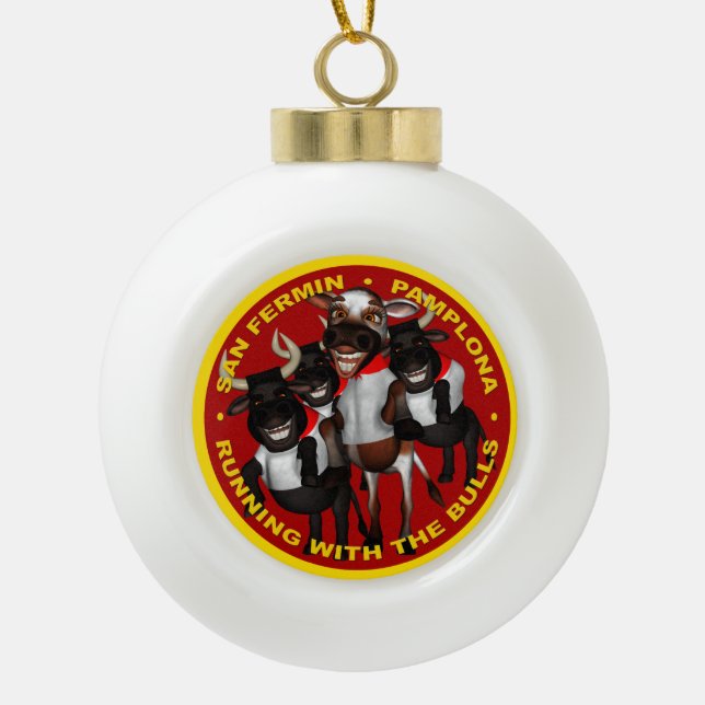 Pamplona - San Fermin Keramik Kugel-Ornament (Vorderseite)