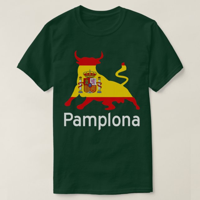 Pamplona Spanien Laufen der Bullen T-Shirt (Design vorne)