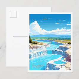 Pamukkale Türkei Reisen Vintage Abbildung Postkarte