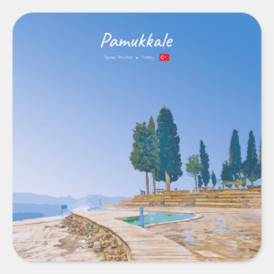 Pamukkale, Türkei - Thermische Becken Quadratischer Aufkleber