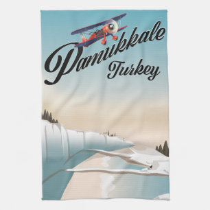 Pamukkale Türkei Urlaubs Poster. Geschirrtuch