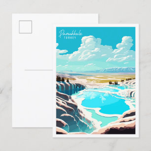 Pamukkale Türkei Vintage-Reiseillustration Postkarte