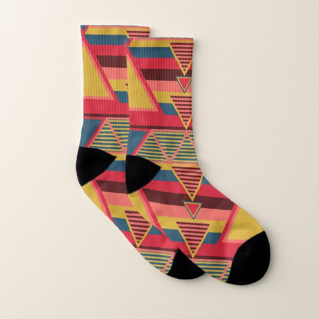 Pan African Colorful Triangle Pattern Unisex Socken (Paar)